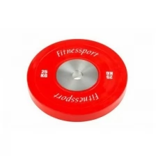 Бамперный диск для кроссфита Fitnessport RCP22-25 красный, 25 кг.