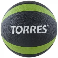 Медбол TORRES 4 кг , арт.AL00224, резина, диаметр 21,9 см, черно-зелено-белый