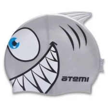 Шапочка для плавания дет. ATEMI, силикон (серебро) рыбка FC203