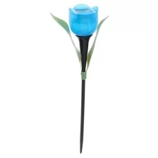 Фонарь садовый на солнечной батарее "Тюльпан синий", 29 см, d-5 см, 1 led, пластик