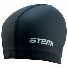 Шапочка для плавания Atemi, СС101, тканевая с силиконовым покрытием, чёрная
