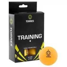 TORRES Мяч для настольного тенниса Torres Training, 1 звезда, набор 6 шт., цвет оранжевый