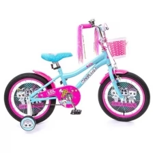Детский велосипед LOL, колеса 16", стальная рама, стальные обода, задний ножной тормоз, защитная накладка на руле и выносе, корзина на руле, пластико