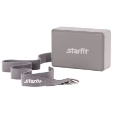 Комплект из блока и ремня для йоги STARFIT FA-104, серый 1/40;