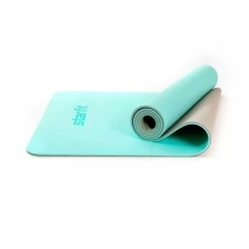 Коврик для йоги и фитнеса STARFIT Core FM-201 TPE, 0,7 см, 173x61 см, мятный/серый