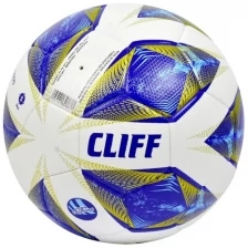 Мяч футбольный CLIFF 3249, 5 размер, PU Hibrid, бело-сине-золотой