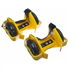 Детские накладные роликовые коньки на пятку/обувь Small whirlwind pulley с подсветкой колес, черные
