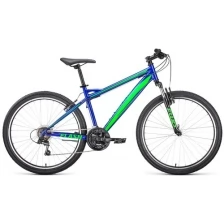 Велосипед FORWARD FLASH 26 1.0 (2021) (Велосипед FORWARD FLASH 26 1.0 (26" 21 ск. . 15") , синий/ярко-зеленый, RBKW1M16G003)