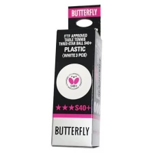 Мячи для настольного тенниса Butterfly 3* S40+ Plastic ABS x3 White