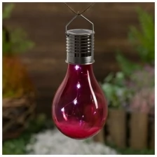 Фонарь садовый на солн. бат. "Лампочка Красная" 3.7 x 15 см, 5 LED, пластик, белый./В упаковке шт: 1