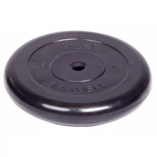 Диск обрезиненный Barbell Atlet d 26 мм черный 2,5 кг