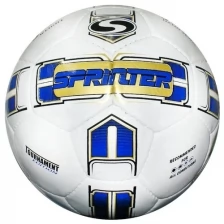 Мяч футбольный/ футбольный мяч/ Мяч для игры в футбол SPRINTER. Размер 5. Цвет основной: белый. Цвет дополнительный: синий.