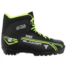 Ботинки лыжные TREK Blazzer1 NNN, цвет чёрный, лого лайм неон, размер 35