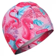 Шапочка для плавания женская тканевая Swim "Фламинго", обхват 54-60 см