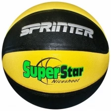Мяч баскетбол/баскетбольный мяч/ Мяч для игры в баскетбол SPRINTER SuperStar. Размер 7. Цвет: черный с желтым.