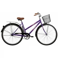 Велосипед FOXX FIESTA 28" (2022) (Велосипед FOXX 28" FIESTA фиолетовый, сталь, размер 20" + передняя корзина)