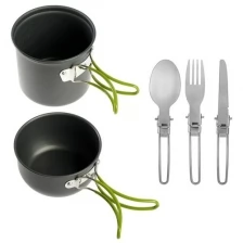 Maclay Набор посуды туристический: 2 кастрюли, вилка, ложка, нож