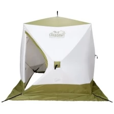 Палатка зимняя куб следопыт Premium 2,1х2,1 м, 4-х местная, 3 слоя, цв. белый/олива