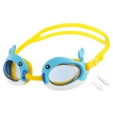 Очки для плавания "Дельфин" + беруши, детские, цвет голубой