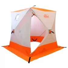 Палатка зимняя куб следопыт 2,1 х2,1 м, Oxford 210D PU 1000, 4-местная ,цв. бело-оранж.