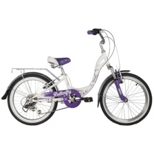 Детский велосипед NOVATRACK 20" Butterfly, белый-фиолетовый 20SH6V.BUTTERFLY.VL22