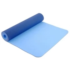 Коврик для йоги 183 x 61 x 0,6 см, двухцветный, цвет синий