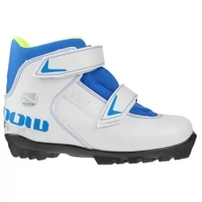 Trek Ботинки лыжные TREK Snowrock NNN ИК, цвет белый, лого синий, размер 33