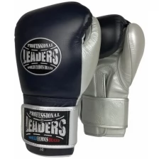 Боксерские перчатки LEADERS ULTRA Series BL/SIL, кожа (18OZ, синий-серый)
