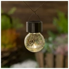 Фонарь садовый на солнечной батарее "Лампочка Прозрачная", 60 х 90 мм, 1led, стекло, тёплый белый