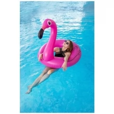 Надувной круг фигурный Розовый Фламинго пляжный большой для плавания диаметр 120 см взрослый, круг для плавания для детей и взрослых