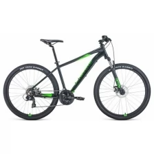 Горный (MTB) велосипед FORWARD Apache 27.5 2.0 Disc (2022) 17 AND quot (RBK22FW27303) (черный матовый/ярко-зеленый)