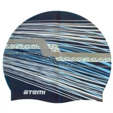 Шапочка для плавания Atemi, силикон, син (графика), PSC424 PSC424 .