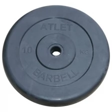 Диск обрезиненный Barbell d 31 мм черный 10,0 кг Atlet