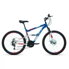 Велосипед горный двухподвес ALTAIR MTB FS 26 2.0 disc 26" 16" синий/красный RBKT1F16E014 2021 г.