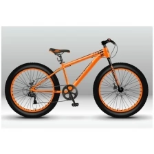 Велосипед Fat Bike жесткая вилка MAXXPRO FAT X26 26" 18" оранжево-черный N2641-1 2021